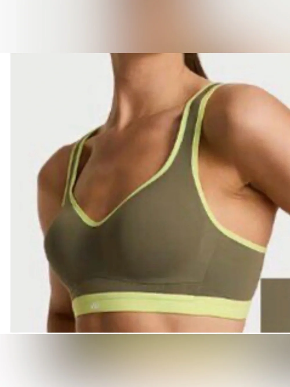 VICTORIA'S SECRET VSX Incredible Plunge Sports Bra Gray Neon Green Strappy